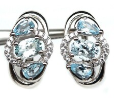 Valodi égszinkék Topaz 925 Ezust Fülbevaló