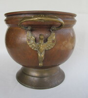 Réz kaspó díszes fogóval