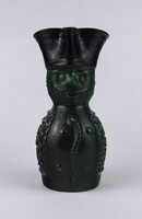 1W297 Régi zöld mázas kerámia Miskakancsó 20 cm