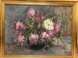 Csupor László: Virág csendélet (olajfestmény, 53x73 cm)