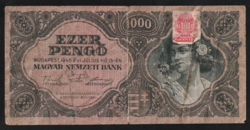 Ezer Pengő 1945 évi MNB felül bélyegezéssel