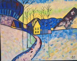 Téli táj- tanulmány Wassily Kandinsky képe alapján