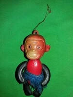Régi CCCP trafikáru celluloid műanyag függeszthető majom (autós belső visszapillantóra) figura 12cm