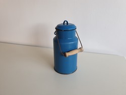 Enamelled 2 L Old Vintage Weiss Manfréd Milk Can WM Csepel Blue Enamel Can