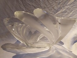 Vaskos régi Art Deco üveg kínáló asztalközép