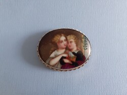 Porcelán betétes aranybross 9K