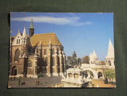 Képeslap,Budapest,Mátyás templom,Szent Itván szobor,halászbástya,városi látkép,részlet, 1985-