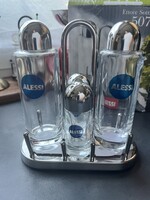 Alessi fűszertartó készlet, 5070, Ettore Sottsass design asztali ecet és olaj tartó