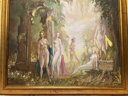 Zoltán Herpai: Shepherd's Dance (oil painting, 40x50 cm)