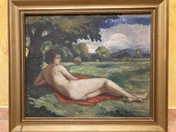 Iványi Grünwald Béla: Akt (olajfestmény, 41x51 cm)