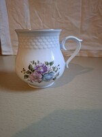 Hollóházi porcelán hasas / pocakos virág mintás bögre. Jelzett. Hibátlan.