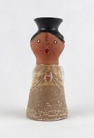 1W030 Kiss Roóz Ilona: Éneklő angyal figurális kerámia gyertyatartó 15 cm