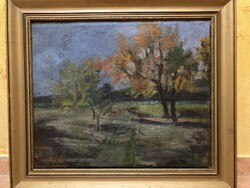 Ismeretlen festő_Tájkép (olajfestmény, 40x50 cm)