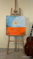 Két absztrakt kép  Eredeti Palaics Eszter alkotás ARTAME díjas tanúsítvánnyal. 58x58 cm