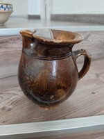 Mázas cserép kancsó, monogramos, Dunántúl