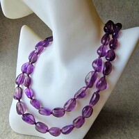 925 silver natural amethyst beads long chain