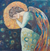 Antyipina Galina: Angyal, olajfestmény, festőkés, ecset. 58×58cm