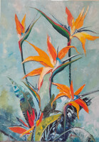 Antyipina Galina: Strelitzia, olajfestmény, vászon, 70x50cm