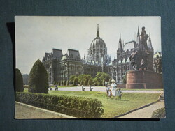 Képeslap,Budapest,Országház,Parlament,Kossuth Lajos tér,szobor látkép,részlet, 1965-