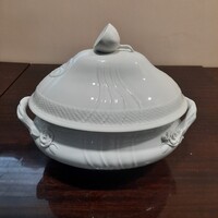 12 személyes Fehér Herendi porcelán citrom fogós leveses tál