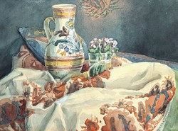 Krusnyák Károly: Csendélet bokállyal, 1914 (akvarell)