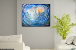 Különleges ízlésűeknek 100x80 cm. Fényekkel táncolók c. energiát sugárzó zománckép., tanúsítvánnyal.