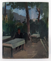 RÉTH ALFRÉD Egyedül, tavernában 1907-1910 Olajfestmény Fán