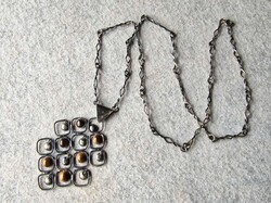 1960-70s Danish design handmade 925 silver enamel long chain