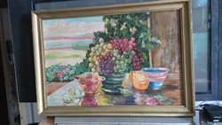 OSZTRÁK EXPRESSZIV ART DECO CSENDÉLET 1940k  O/V 82x57 cm