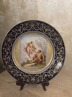 Eredeti Királyi Manufaktúra Alt Wien Porcelán Tányér, F. Cecil Mesterművével!