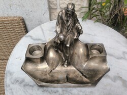 Antik Szobor Tintatartó kalamàris ónból íróasztal  Shakespeare Hamlet dísz.Lemni vagy nem lenni....