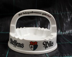 Hatalmas német sörös Steffens Pils címeres nagy méretű porcelán kosár hamutartó asztalközép