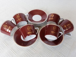 Retro Hollóházi porcelán Orient Mokkás kávéskészlet dobozában