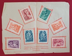 Honvédkarácsony 1942 jótékonysági levélzáró bélyegek eredeti lapjukon