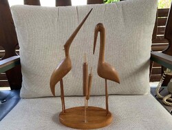 Retró fa kócsag és gólya náddal