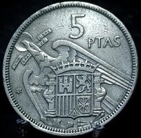 Spanyolország 5 Peseta, 1957 "72" a csillagon (1972) A09D5