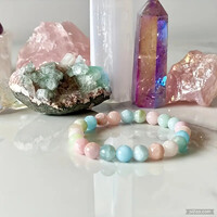 + VIDEÓ. !!  NAGYON SZÉP " FINOM " SZÍNŰ MORGANIT ÁSVÁNY KARKÖTŐ.