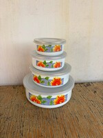 4 részes műanyag fedeles zománcos ételhordó