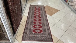 3883 Pakisztáni Yamud kézi csomó gyapjú perzsa futó szőnyeg 77X228CM
