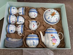 Ritka kézzel festett rózsa mintás Hollóházi Porcelángyár  teás készlet keksztartó