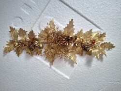 Régi karácsonyi dísz aranyág retro lamettás csomagdíszítő 34 cm