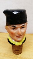Porcelánfigurás Likőrös palack dugó páros. Tűzoltó, és kéményseprő fejjel