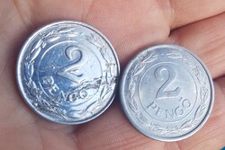 Rendkívül fényes (nikkelezett ? ) aluminium 2 Pengő 1942
