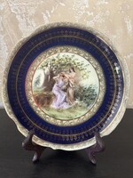 Eredeti Alt Wien (Royal Vienna) porcelántányér kézzel festett jelenettel