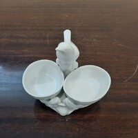 Fehér Herendi porcelán madár fogós barokk sótartó, fűszertartó