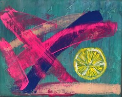Pink and Lemon -  50x40cm egyedi vászonkép