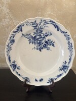 Elegáns Meissen porcelán tányér kék-fehér madármotívummal