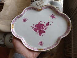 Herendi bordó apponyi mintás porcelán tál