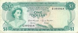 1 dollár Bahama szigetek 1968 aláírás T.B.Donaldson Erzsébet királynő