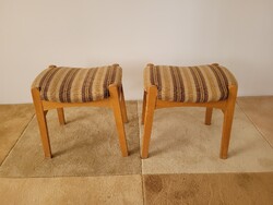 Retro kárpitozott íves ülőke mid century puff kis szék lábtartó